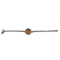 MARGUERITE DE VALOIS Bracelet cabochon pâte de verre ambrée