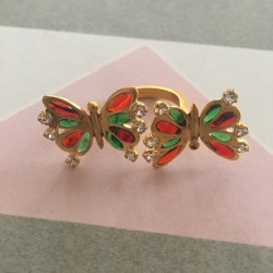 Bague MARGUERITE DE VALOIS papillon rubis et émeraude