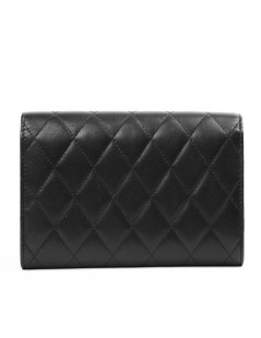 Portefeuille à rabat CHANEL cuir matelassé noir