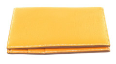 Portefeuille HERMES EVELYN en cuir jaune orangé