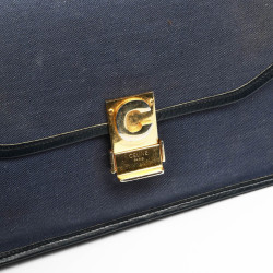 Pochette CELINE lin bleu Vintage