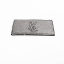 Porte-cartes YSL SAINT LAURENT cuir gris métalisé