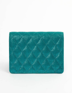 Portefeuille CHANEL en tissu turquoise irisé