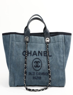 Sac CHANEL Deauville denim bleu