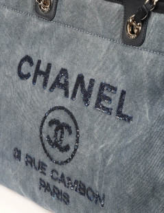 Sac CHANEL Deauville denim bleu