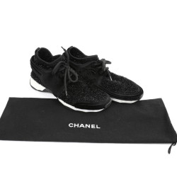 Sneakers CHANEL stretch noir brillant