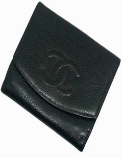 Porte monnaie CHANEL cuir caviar noir