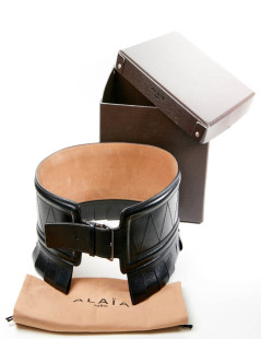 Ceinture ALAIA large cuir box noir