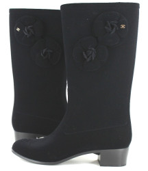 Bottes de pluie CHANEL en feutrine noire T 39