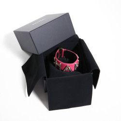 Bracelet CHANEL cuir rose et strass