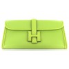 Pochette JIGE HERMES moyen modèle en cuir vert pomme acidulée