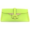 Pochette JIGE HERMES moyen modèle en cuir vert pomme acidulée