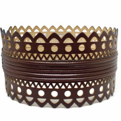 Ceinture ALAIA dentelle cuir T65 marron