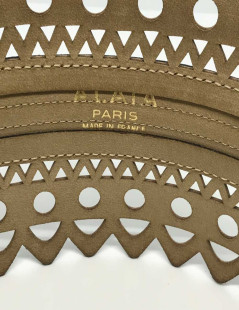 Ceinture ALAIA dentelle cuir T65 marron