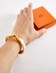 Bracelet Clic Clac HERMES émail blanc