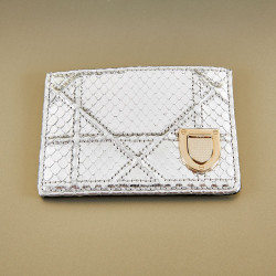 Porte-cartes de crédit DIOR python argent