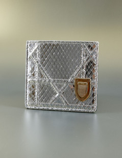 Porte-cartes de crédit DIOR python argent