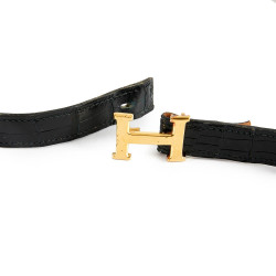 Ceinture HERMES PM alligator noir 