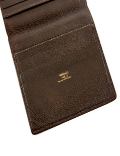 Porte-cartes HERMES cuir marron