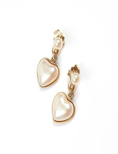 Earrings 925/°°° yellow gold with cultured pearls