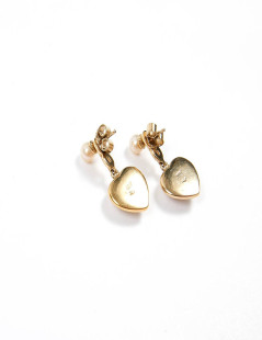 Earrings 925/°°° yellow gold with cultured pearls