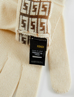 Gants FENDI laine écrue