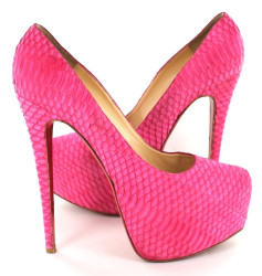 Escarpins CHRISTIAN LOUBOUTIN dafodile en python rose T 40