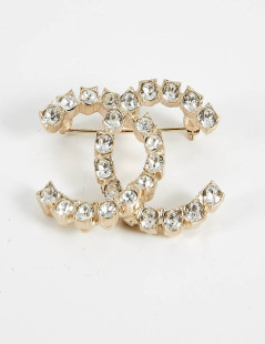 Broche CHANEL doré et cristal