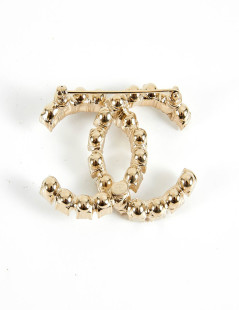 Broche CHANEL doré et cristal