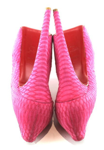 Escarpins CHRISTIAN LOUBOUTIN dafodile en python rose T 40