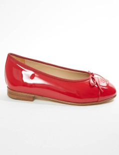 Ballerines T 39.5 CHANEL cuir verni rouge