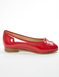 Ballerines T 39.5 CHANEL cuir verni rouge