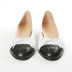 Ballerines CHANEL T40 bicolore blanc et noir