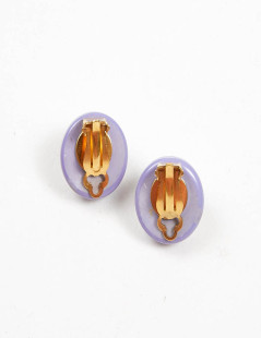 CHANEL clips perles mauve Vintage