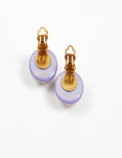 CHANEL clips perles mauve Vintage