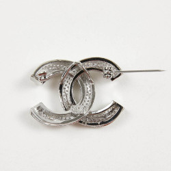 Broche CHANEL argent cristal