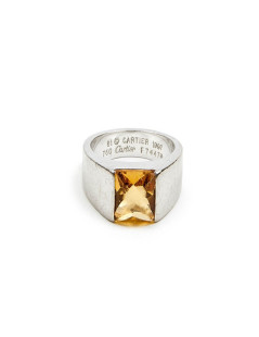 CARTIER white gold 750/1000 and citrine ring size 51