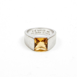 Bague CARTIER T 51 or blanc 750//°°° citrine