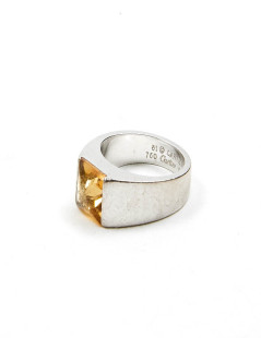 CARTIER white gold 750/1000 and citrine ring size 51