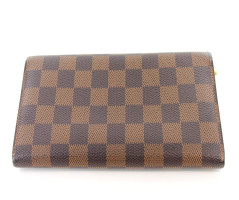 Portefeuille LOUIS VUITTON en toile damier marron 