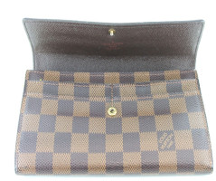 Portefeuille LOUIS VUITTON en toile damier marron 