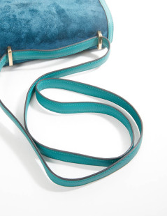 Sac à main Constance HERMES cuir doblis vert malachite bleu océan