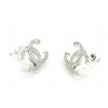 Boucles d'oreilles CHANEL CC sertis de strass argent