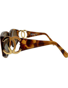 Lunettes de soleil CHANEL écailles marron et CC doré