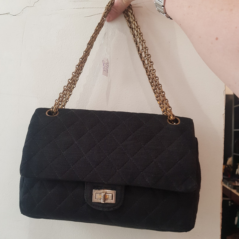 Sac CHANEL jersey noir Vintage