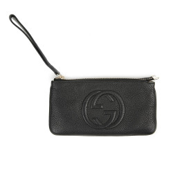 Pochette GUCCI cuir grainé noir 