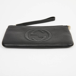 Pochette GUCCI cuir grainé noir 