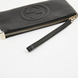 Pochette GUCCI cuir grainé noir 