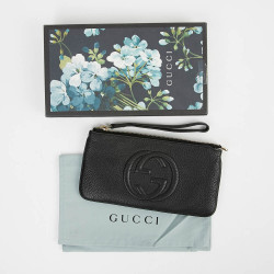 Pochette GUCCI cuir grainé noir 