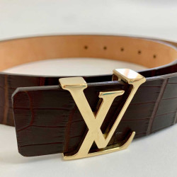 LOUIS VUITTON Ceinture Alligator marron